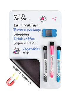 Generic A4 Magnetic White Board Versatile Dry Erase Board Fridge Dry Erase Whiteboard Sheet with 3 Markers and Board Eraser, Rounded Corner for DIY Projects Family Interaction and Creative Learning Message Board Office Memo, 21*30cm  - Image 1