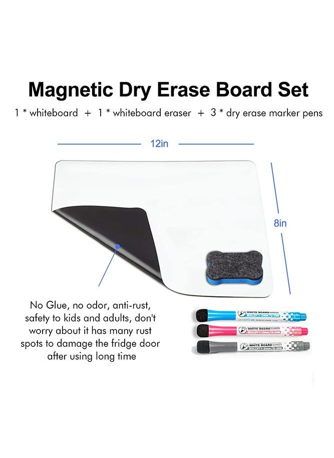 Generic - A4 Magnetic White Board Versatile Dry Erase Board Fridge Dry Erase Whiteboard Sheet with 3 Markers and Board Eraser, Rounded Corner for DIY Projects Family Interaction and Creative Learning Message Board Office Memo, 21*30cm - Image 1