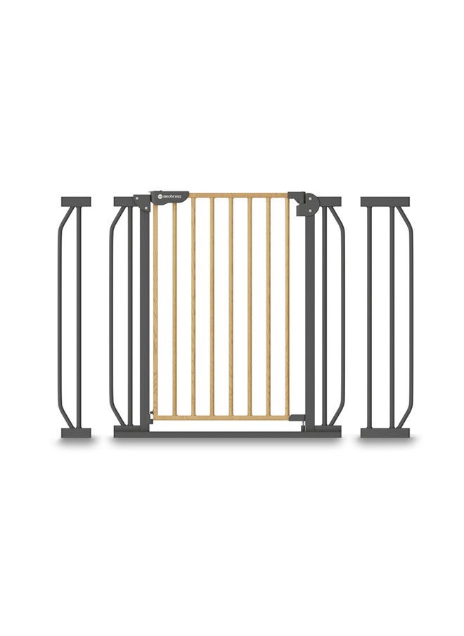 neobreez FERMII Auto Close Safety Baby Toddler Gate| 75 to 85(up to 115 cm)+ 10/20cm Extension| Extra Wide Child Gate For Stairs And Doorways,  Wide Pressure Fit Stair Gate | No Drill Barrier Stair Gate  - Image 1
