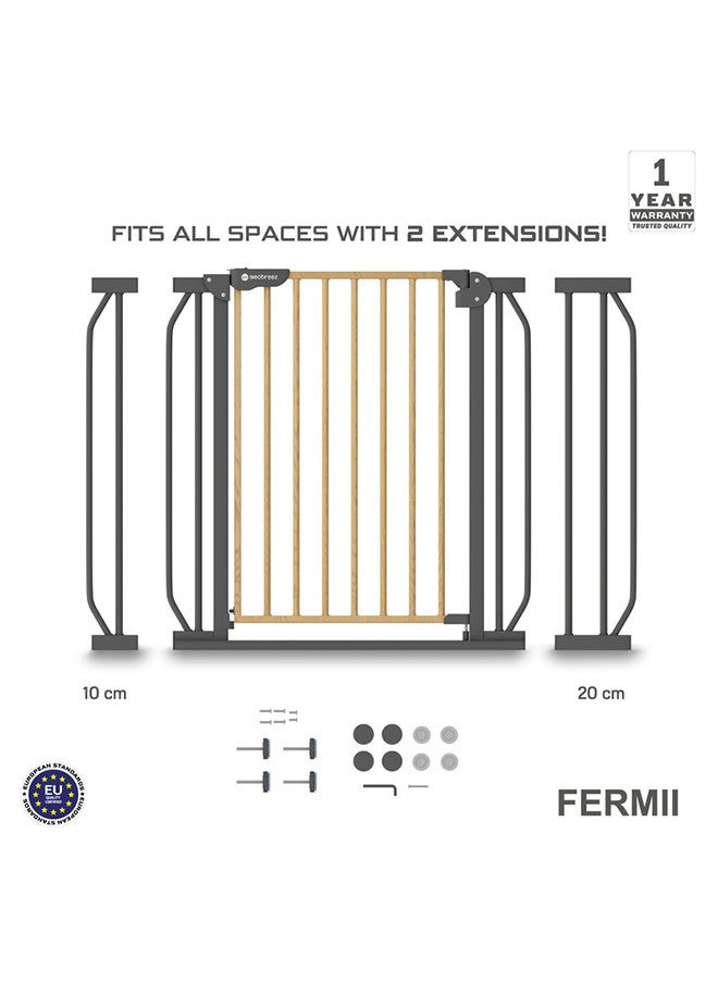 neobreez FERMII Auto Close Safety Baby Toddler Gate| 75 to 85(up to 115 cm)+ 10/20cm Extension| Extra Wide Child Gate For Stairs And Doorways,  Wide Pressure Fit Stair Gate | No Drill Barrier Stair Gate  - Image 2