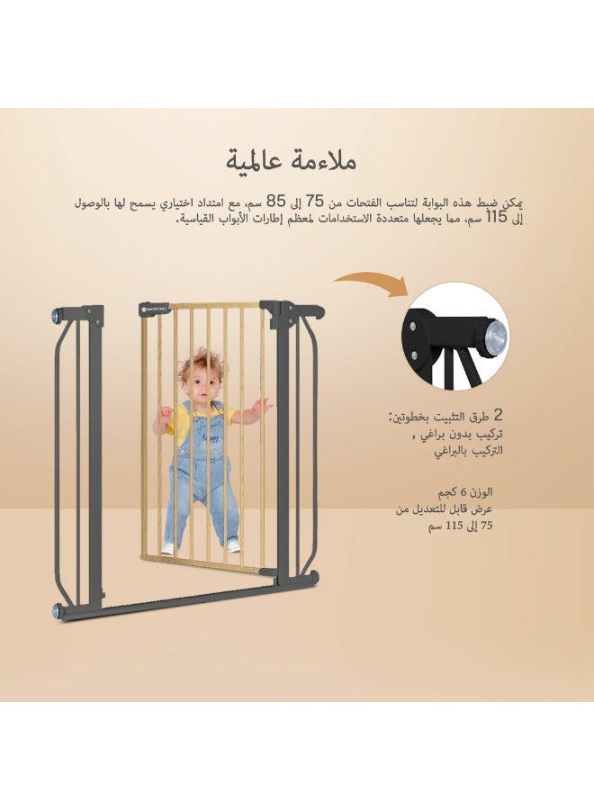 neobreez FERMII Auto Close Safety Baby Toddler Gate| 75 to 85(up to 115 cm)+ 10/20cm Extension| Extra Wide Child Gate For Stairs And Doorways,   Wide Pressure Fit Stair Gate | No Drill Barrier Stair Gate - Image 4