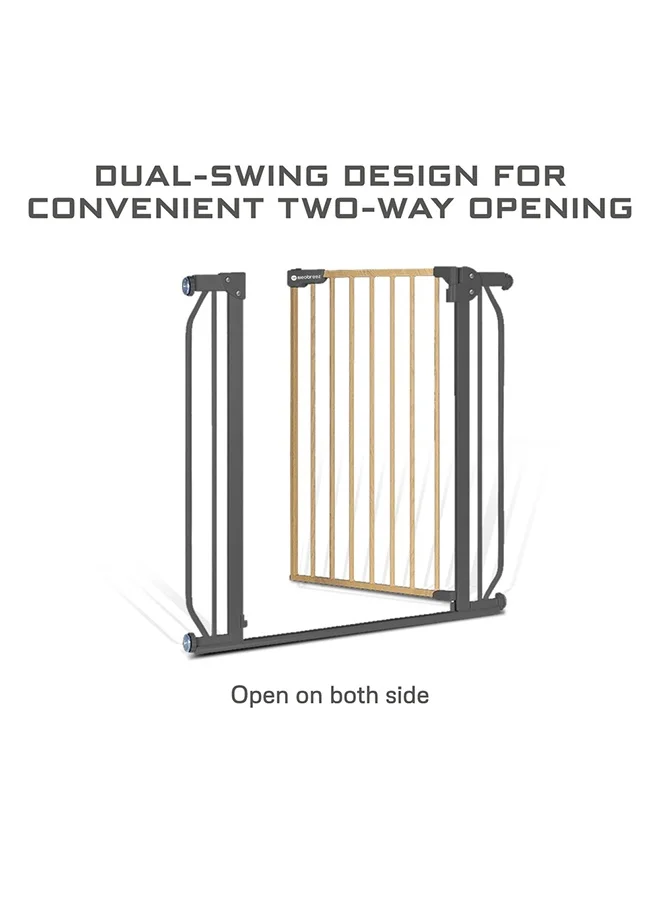 neobreez FERMII Auto Close Safety Baby Toddler Gate| 75 to 85(up to 115 cm)+ 10/20cm Extension| Extra Wide Child Gate For Stairs And Doorways,   Wide Pressure Fit Stair Gate | No Drill Barrier Stair Gate