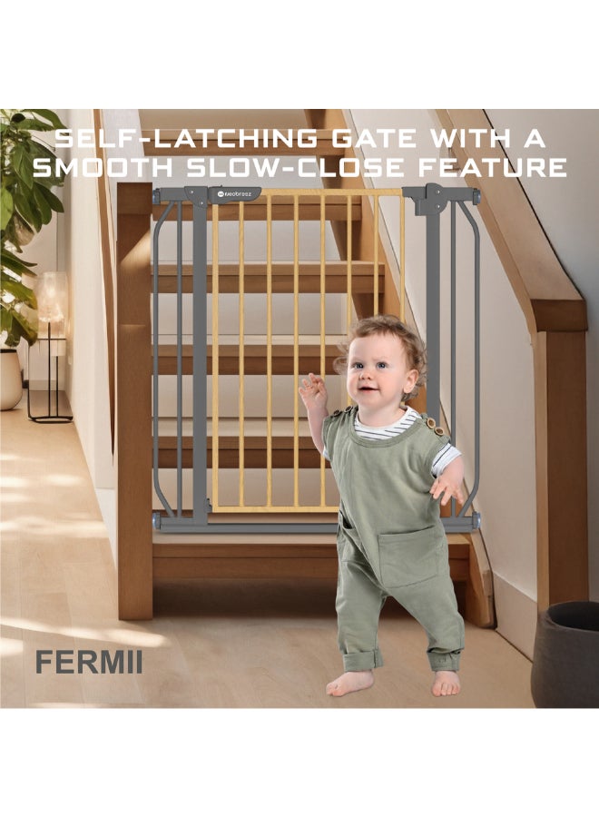neobreez FERMII Auto Close Safety Baby Toddler Gate| 75 to 85(up to 115 cm)+ 10/20cm Extension| Extra Wide Child Gate For Stairs And Doorways,   Wide Pressure Fit Stair Gate | No Drill Barrier Stair Gate - Image 2