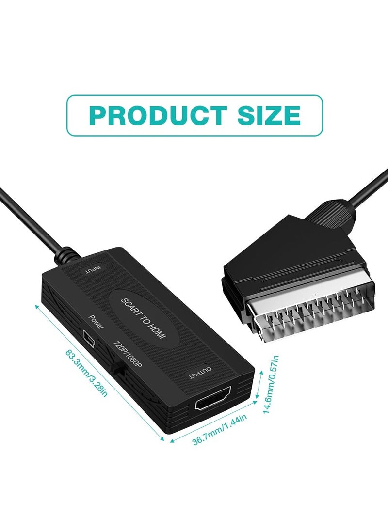 SYOSI HDMI to SCART HD video converter, with HDMI Cable, Full HD 1080P Switch Video Audio Converter, HDMI Input SCART Output Video Audio Converter with NTSC PAL