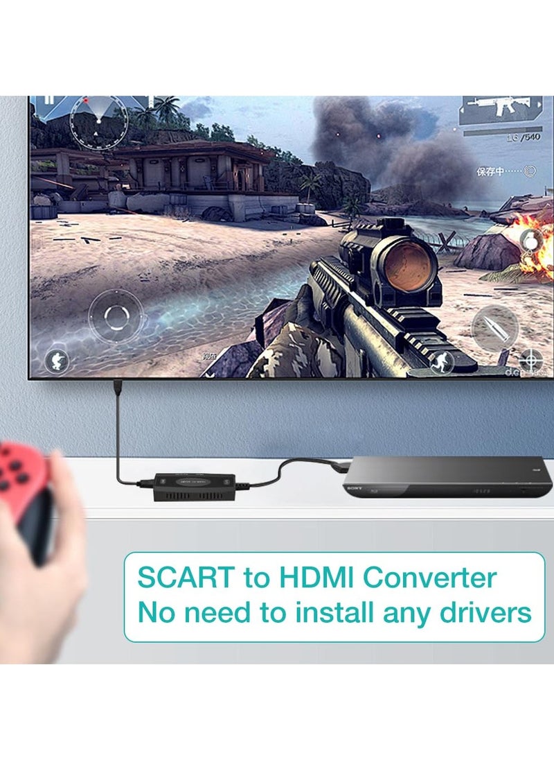 SYOSI HDMI to SCART HD video converter, with HDMI Cable, Full HD 1080P Switch Video Audio Converter, HDMI Input SCART Output Video Audio Converter with NTSC PAL