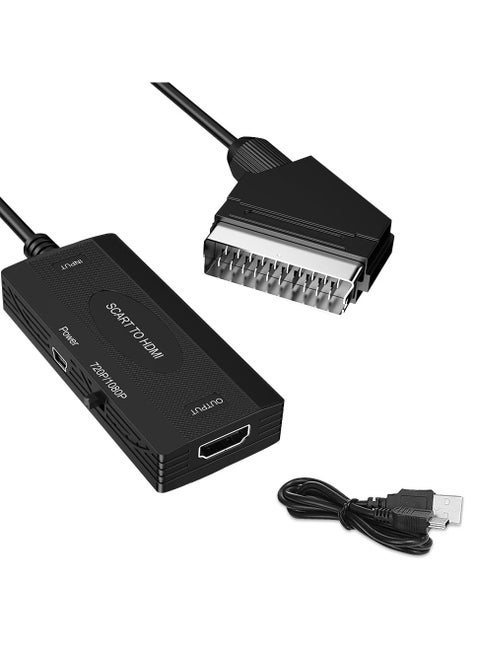 SYOSI HDMI to SCART HD video converter, with HDMI Cable, Full HD 1080P Switch Video Audio Converter, HDMI Input SCART Output Video Audio Converter with NTSC PAL