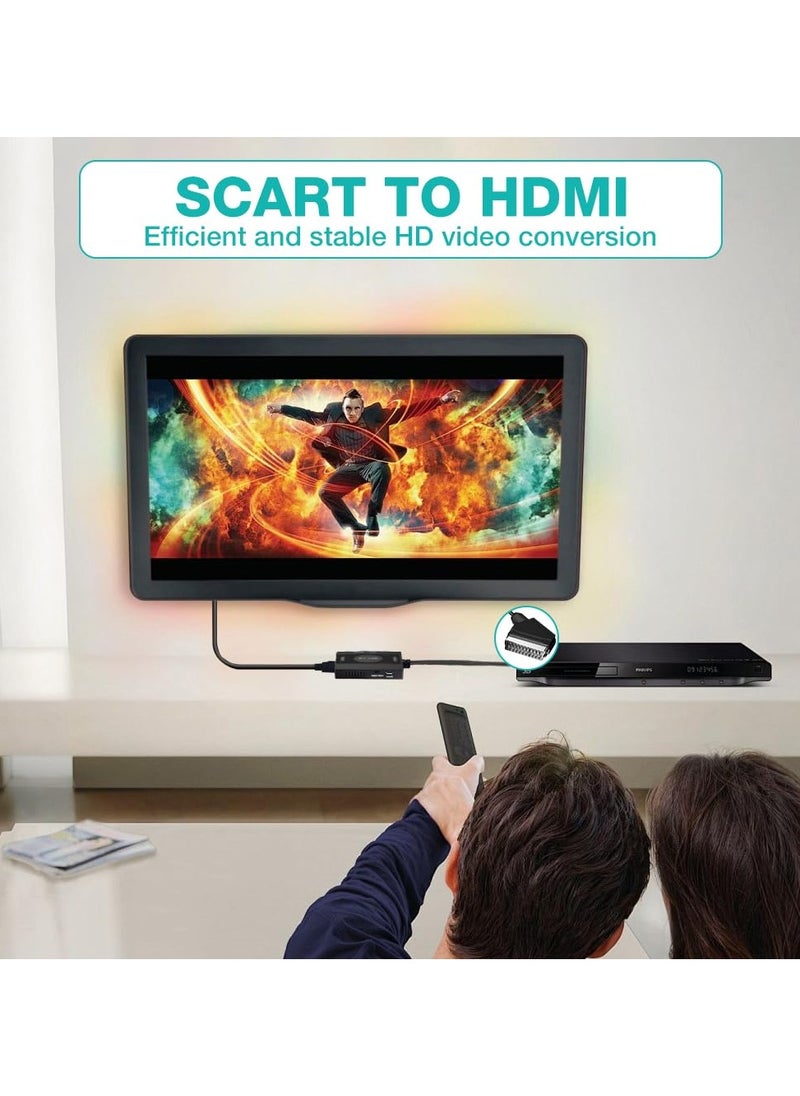 SYOSI HDMI to SCART HD video converter, with HDMI Cable, Full HD 1080P Switch Video Audio Converter, HDMI Input SCART Output Video Audio Converter with NTSC PAL