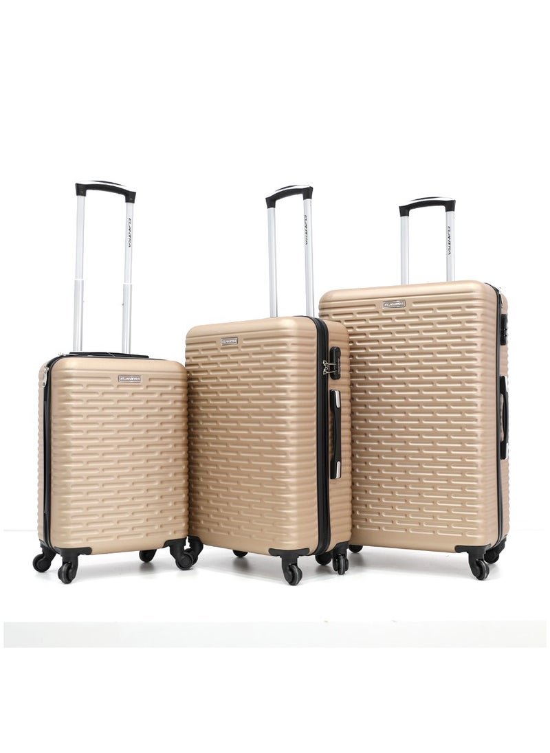 ELANTRA Hardshell Luggage Trolley Bag 3 Pieces Set With Spinner Wheels,Champagne (S-20inch,M-24inch,L-28inch)  - Image 1