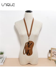 Unique Soft Leather Sun Glasses Bag - Leather Glasses Case Holder Portable Slim Sun Glasses Pouch Soft Eyeglasses Bag -Sun Glasses Bag With Button Clip Wrist Strap (Coffee Color)  - Image 5