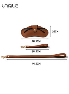 Unique Soft Leather Sun Glasses Bag - Leather Glasses Case Holder Portable Slim Sun Glasses Pouch Soft Eyeglasses Bag -Sun Glasses Bag With Button Clip Wrist Strap (Coffee Color)  - Image 2
