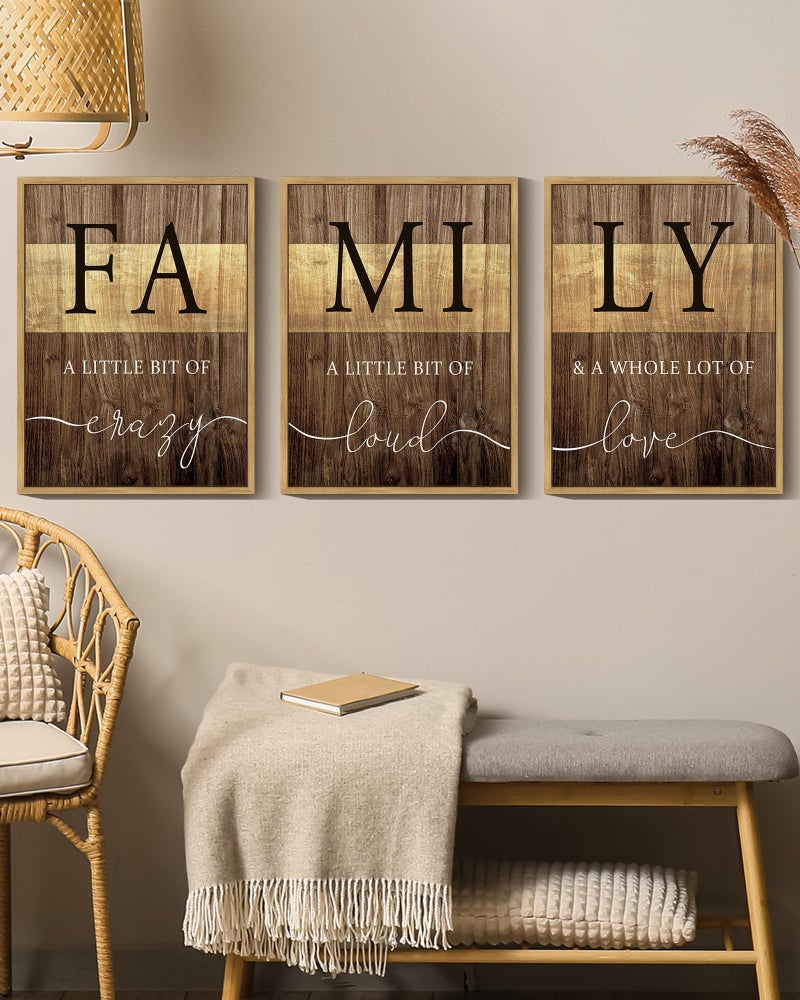 Drsoum Home Family Wall Decor Farmhouse Sign Wall Hanging Decor Rustic Netural Quotes Prints Artwork for Home Dining Room Kitchen 11x14in Natural Framed - Image 3