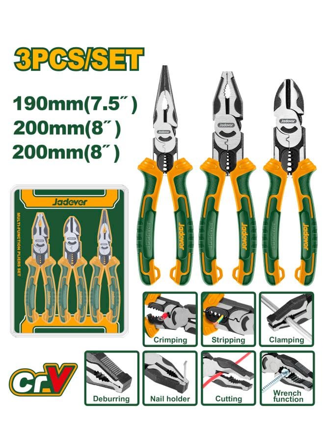 Jadever Pack Of 3 Heavy-Duty Multi-Function Pliers Set