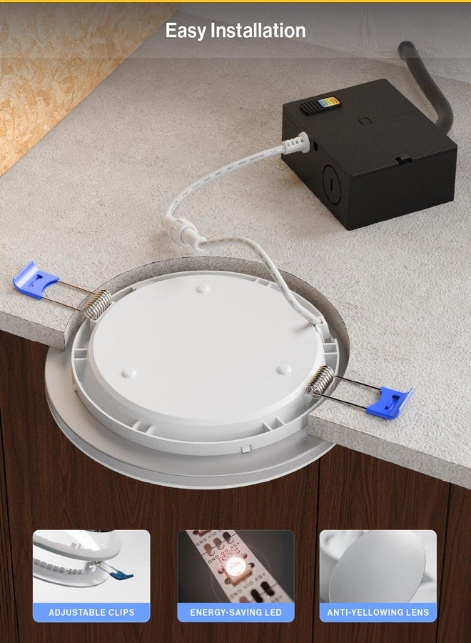 Sunco Lighting Sunco 12 Pack 6 Inch LED Recessed Light with Night Light, Canless Recessed Lighting, 1500 LM, 15W (150W Equivalent), Selectable CCT 2700K/3000K/4000K/5000K/6000K, Dimmable, with Junction Box - Image 4