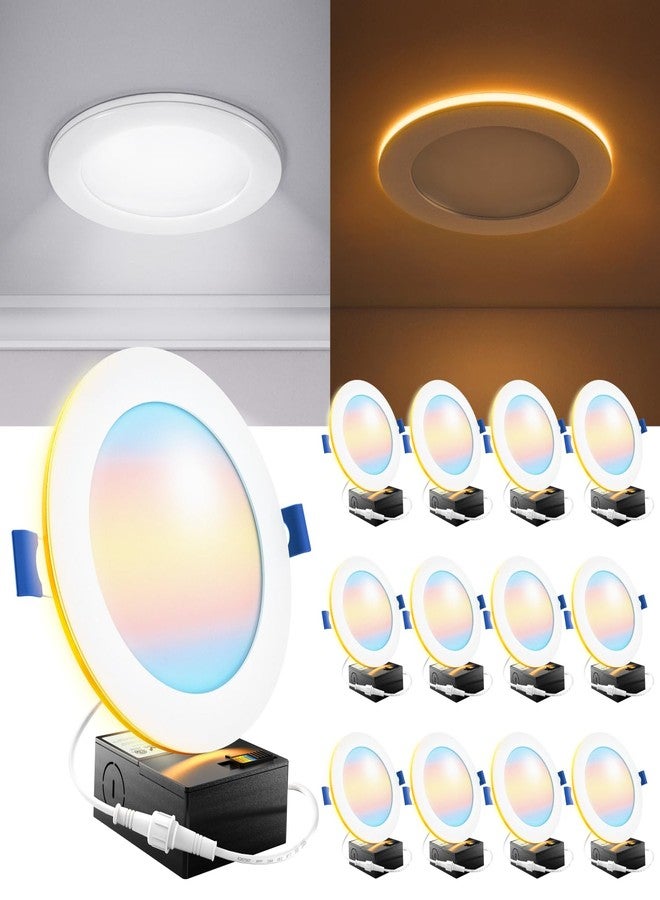 Sunco Lighting Sunco 12 Pack 6 Inch LED Recessed Light with Night Light, Canless Recessed Lighting, 1500 LM, 15W (150W Equivalent), Selectable CCT 2700K/3000K/4000K/5000K/6000K, Dimmable, with Junction Box - Image 1