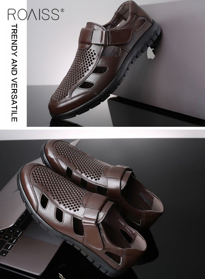 roaiss Men Stylish Leather Shoes, Retro Dress Shoes with Hollow-carved Design, Classic Premium Uniform Flats with Non-Slip Soles, Suitable for Daily and Formal Wear - Image 4