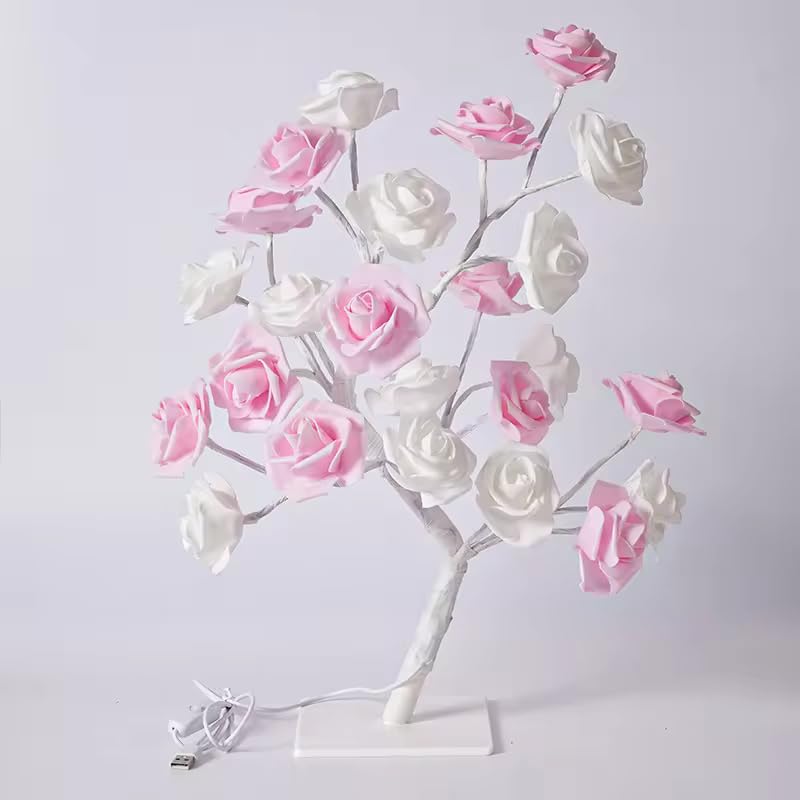 Dayish Tabletop Bonsai Tree LightDIY Artificial Rose Tree Light LED LampSparkly Shimmer Tree for Decoration Festival Holiday USB Operated Warm Colourful - Image 3