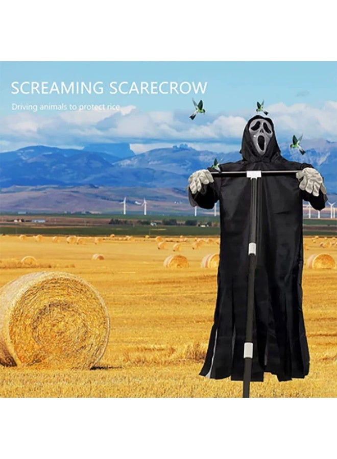 Halloween Outdoor Halloween Scarecrow Ghost, 6.6Ft/200cm Scarecrow Screaming Ghost, Scary Halloween Decorations Outdoor Scary Ghost, Halloween Scary Scream Scarecrow Decorations - Image 5