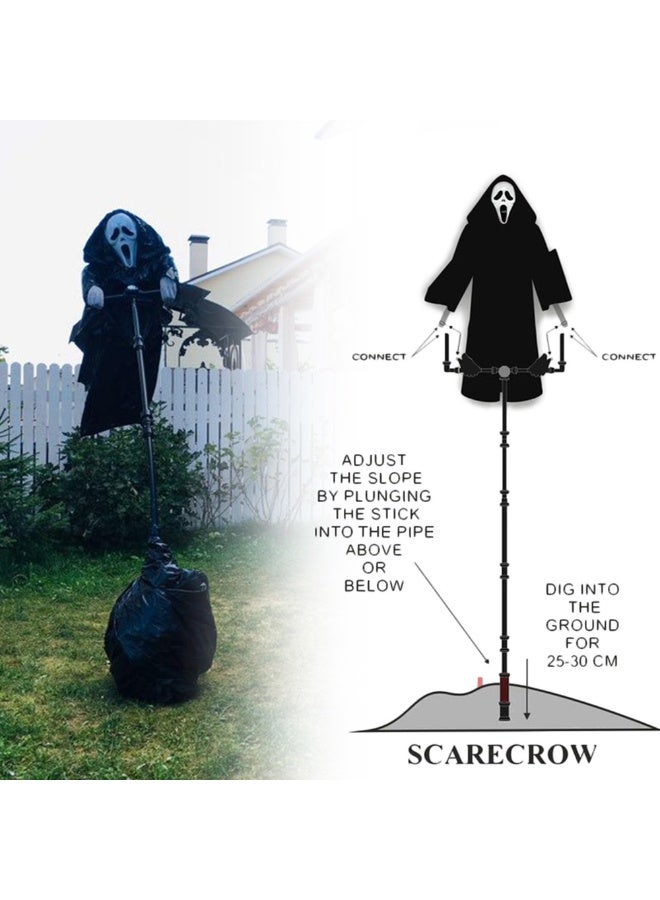 Halloween Outdoor Halloween Scarecrow Ghost, 6.6Ft/200cm Scarecrow Screaming Ghost, Scary Halloween Decorations Outdoor Scary Ghost, Halloween Scary Scream Scarecrow Decorations - Image 2