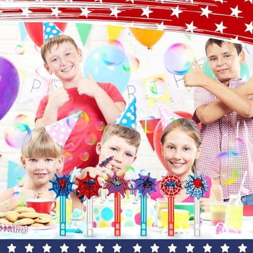 Rotatingpals 24 Pcs Spider Mini Bubble Wands Red Bule Spider Party Favors Assortment Goodie Bag Stuffers for Outdoor Summer Gift Birthday Party Supplies - Image 5