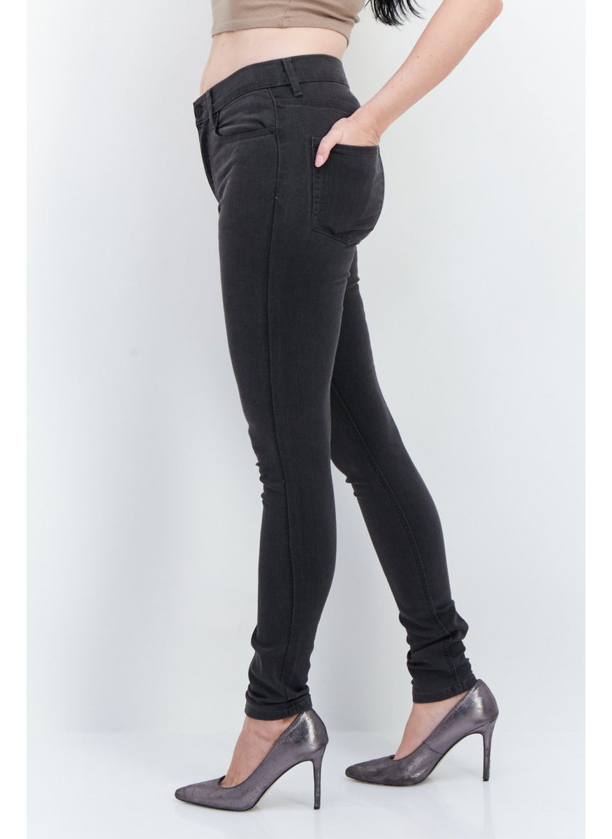 French Connection Women Washed Skinny Pants, Dark Grey  - Image 2