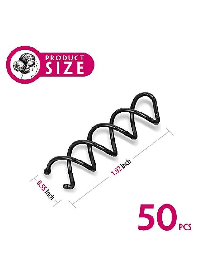 FANDAMEI - 50Pcs Spiral Hair Pins Spin Pins Nonscratch Round Tips Twist Screw Hair Pin For Women Bun Hair Style Diy Spiral Bobby Pins Black - Image 1