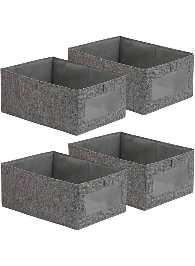 Green Tiger 4pcs Jeans Storage Box, Wardrobe Clothes Organizer, Visible Drawer Organizers for Clothing, Foldable Closet Storage Basket, Washable Drawer Box for Clothing (Gray) - Image 1