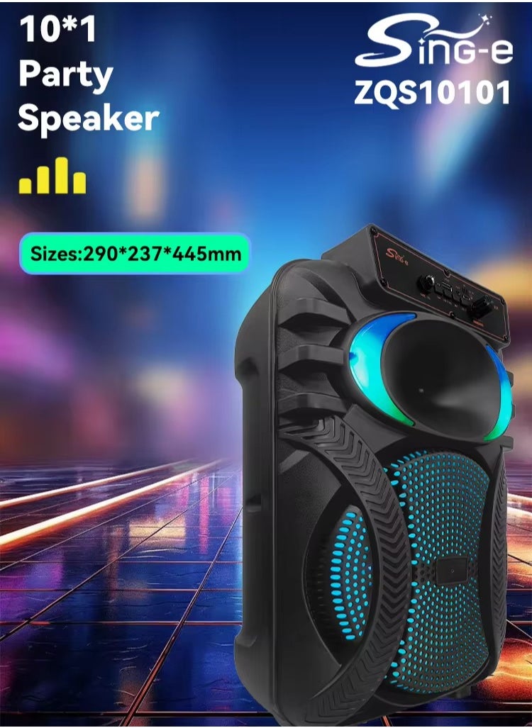مكبر صوت لاسلكي يعمل بتقنية البلوتوث يحتوي على راديو FM , مدخل ذاكرة TF ,مدخل USB , مدخل ميكروفون بطارية قابلة للشحن