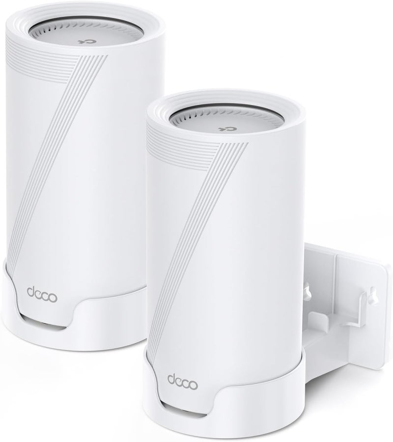 XLTTYWL حامل جداري XLTTYWL® لمنتجات TP-Link Deco WiFi 7 Mesh، لون أبيض، عبوة تحتوي على 2 قطع | يناسب أجهزة Deco B25-Outdoor/BE65-5G/BE75/85/95 و BE17000/22000/33000، مصنوع من مادة ABS متينة، تصميم يوفر المساحة، ومثبت بشكل آمن. - Image 1