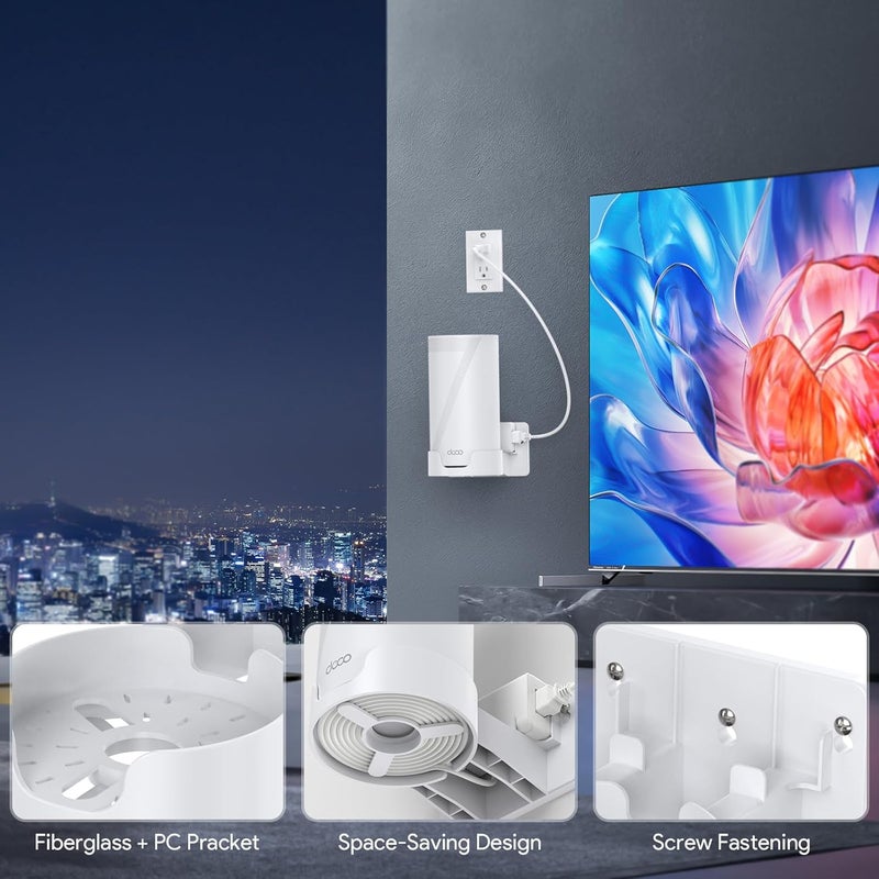 XLTTYWL حامل جداري XLTTYWL® لمنتجات TP-Link Deco WiFi 7 Mesh، لون أبيض، عبوة تحتوي على 2 قطع | يناسب أجهزة Deco B25-Outdoor/BE65-5G/BE75/85/95 و BE17000/22000/33000، مصنوع من مادة ABS متينة، تصميم يوفر المساحة، ومثبت بشكل آمن. - Image 4