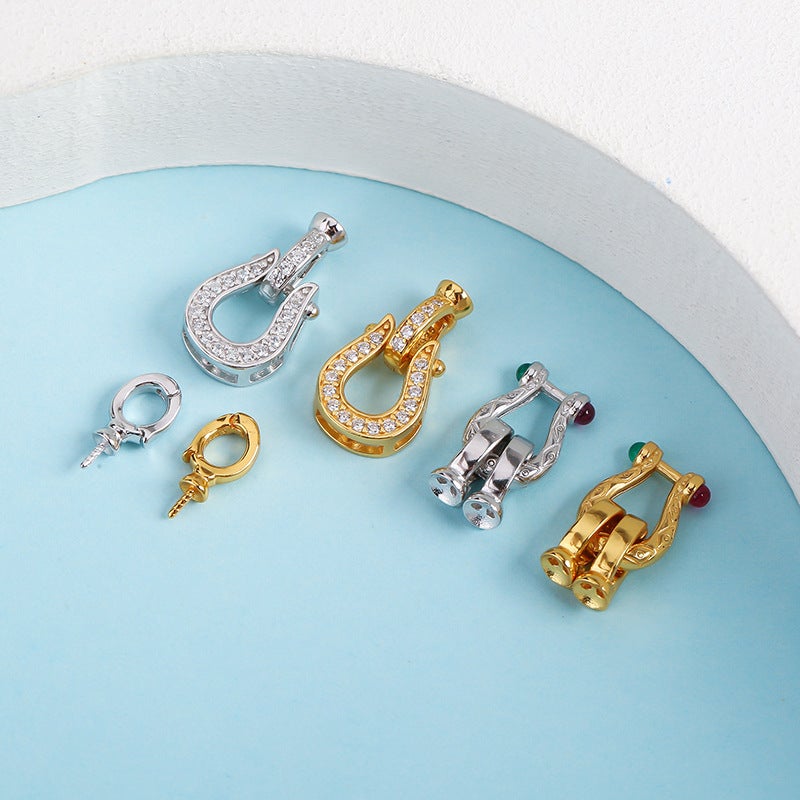 S925 Silver Gold Plated Pearl Buckle Horseshoe Buckle Handmade Diy Pearl Bracelet Necklace Coil Buckle Removable Connecting Buckle - Image 2