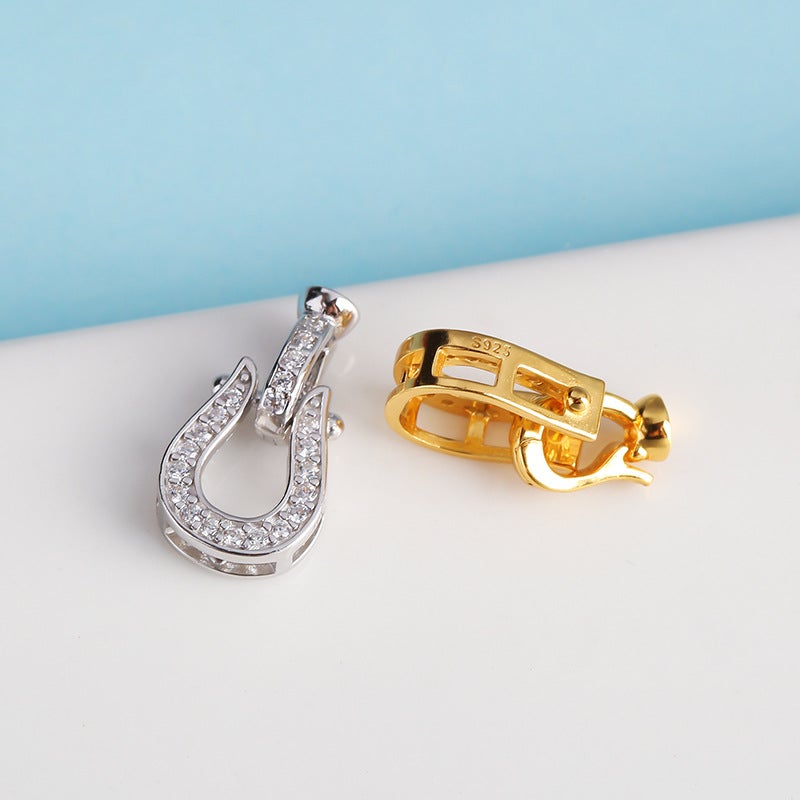 S925 Silver Gold Plated Pearl Buckle Horseshoe Buckle Handmade Diy Pearl Bracelet Necklace Coil Buckle Removable Connecting Buckle - Image 1