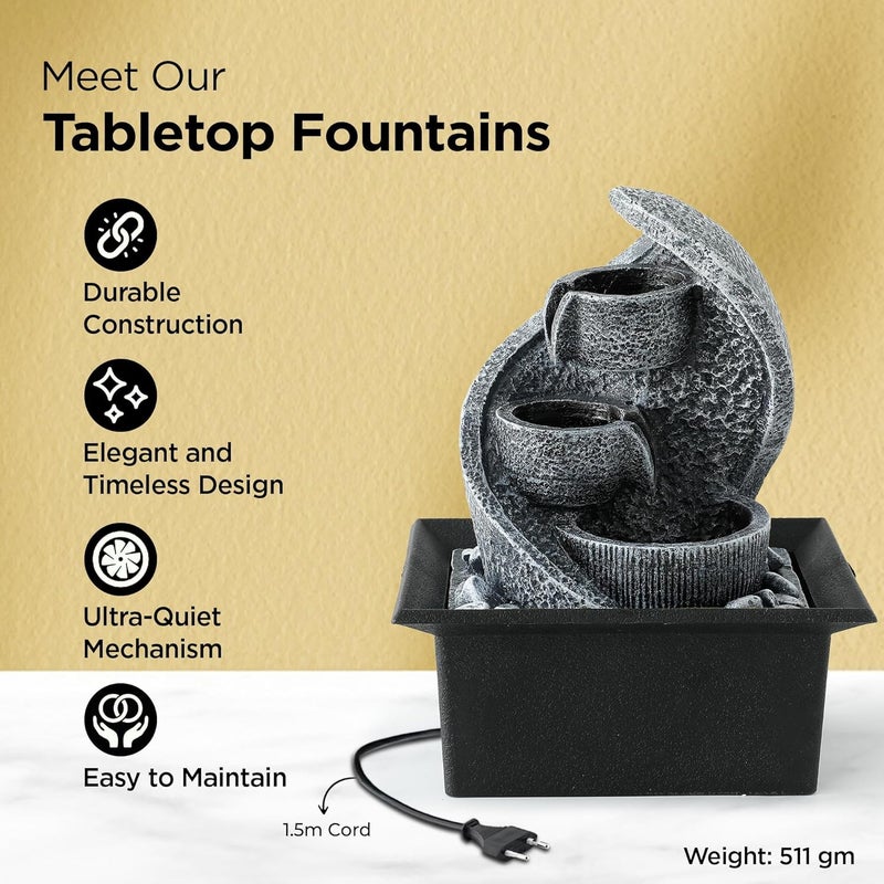 Kuber Industries Kuber Industries Polyresin Leaf Water Fountain for Home Living Room Office Reception Fountain for Home Decor Waterfall Antique Indoor Fountain Showpiece MulticolorFV501  - Image 3