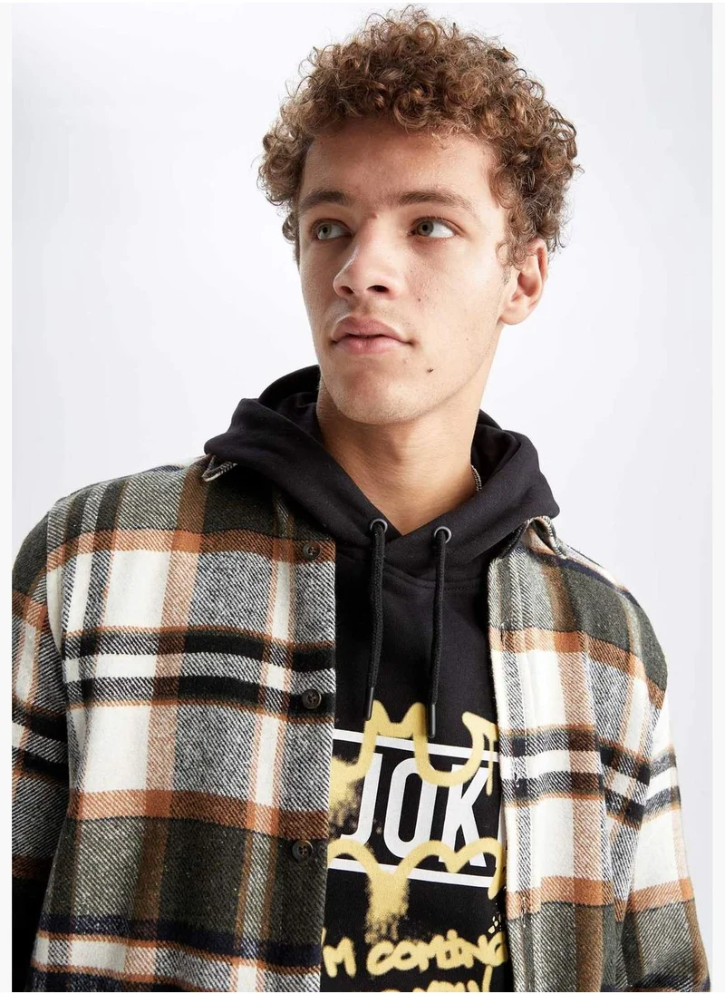 DeFacto Man Polo Neck Woven Long Sleeve Shirt