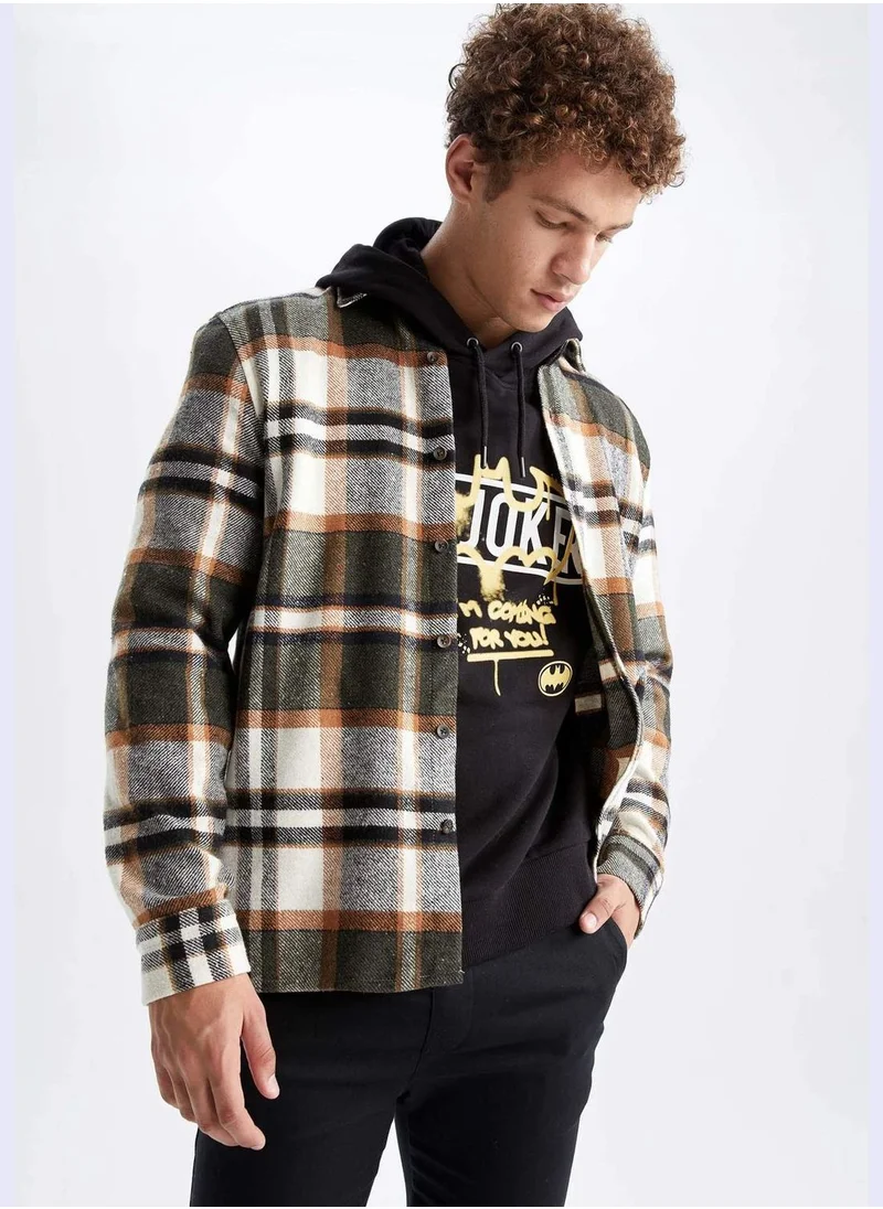 DeFacto Man Polo Neck Woven Long Sleeve Shirt