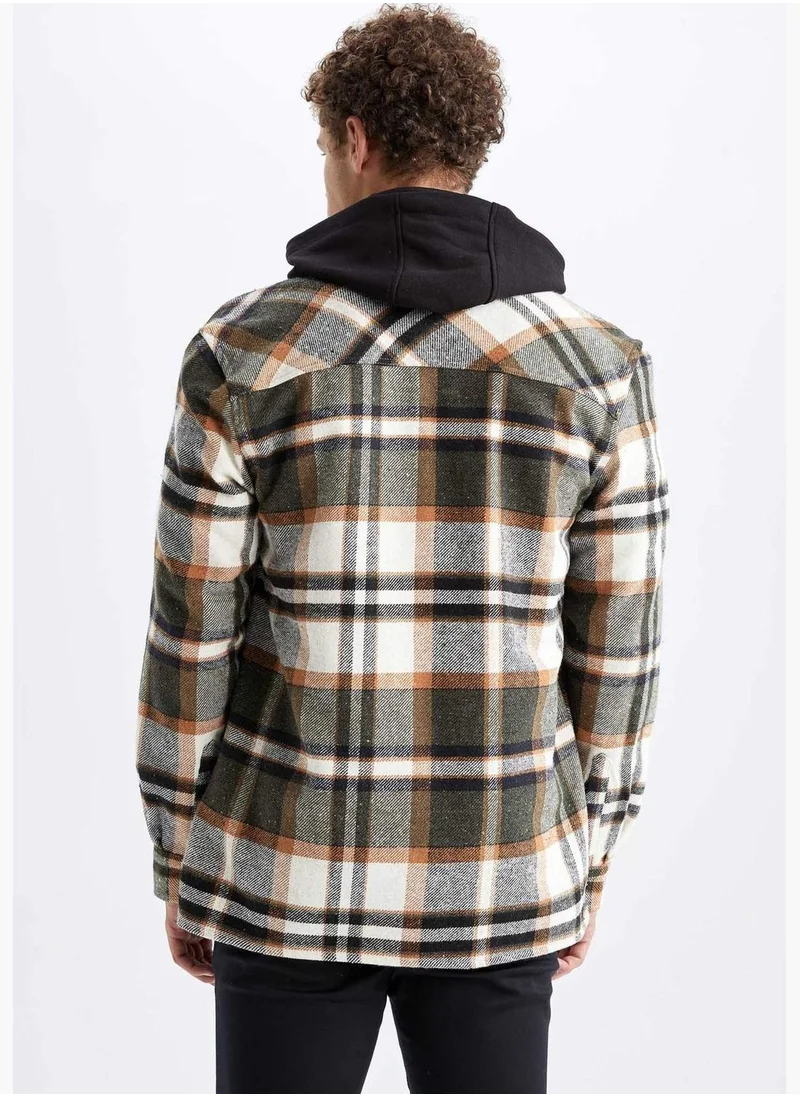 DeFacto Man Polo Neck Woven Long Sleeve Shirt