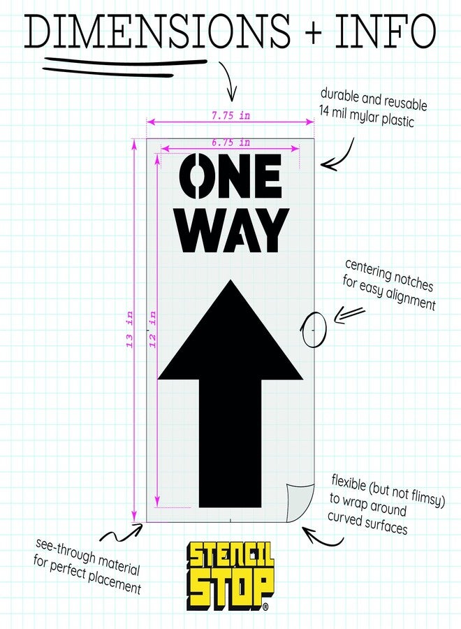 Stencil Stop One Way Directional Flow Signage Stencil - Reusable for DIY Projects, Painting, Drawing, Crafts - 14 Mil Mylar Plastic (6.75 X 12 inches) - Image 2