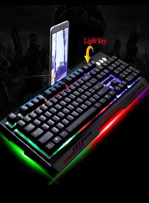 Fire.X FX-2000 Keyboard Gaming 7 Color Mixing light effect RGB 104 Keys Arabic And English - Black