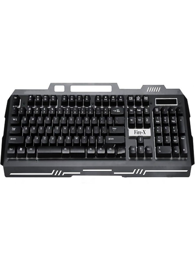 Fire.X FX-2000 Keyboard Gaming 7 Color Mixing light effect RGB 104 Keys Arabic And English - Black