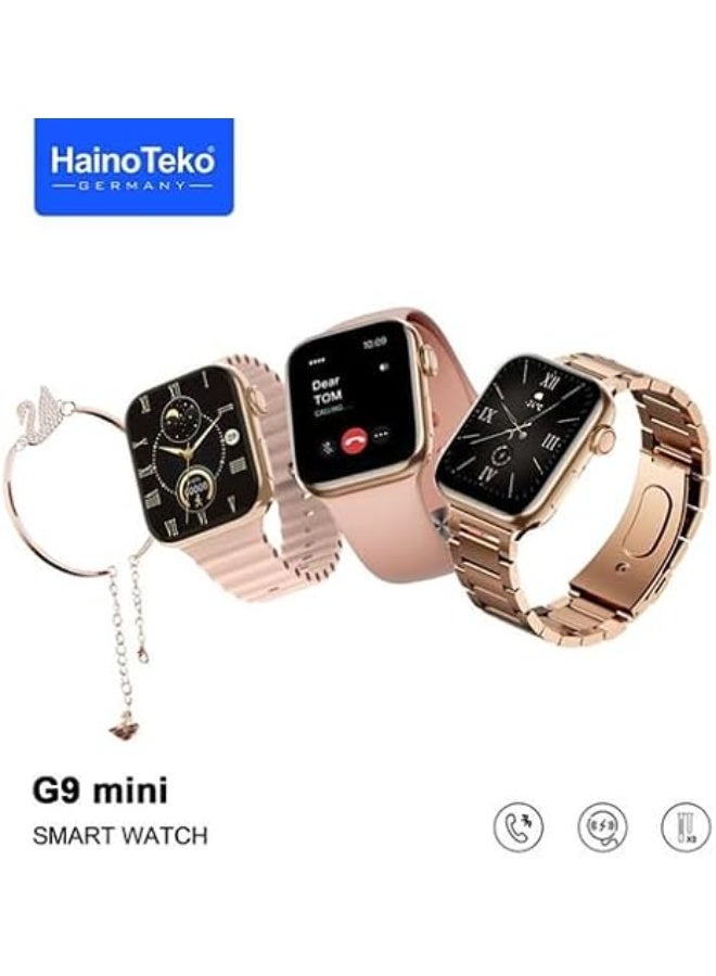 Haino Teko G9 Mini Rose Gold Edition Ladies Smart Watch with 3 Interchangeable Straps – Elegant, Slim & Stylish - Image 1