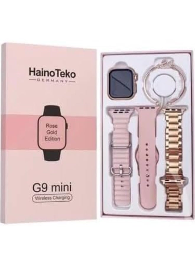 Haino Teko G9 Mini Rose Gold Edition Ladies Smart Watch with 3 Interchangeable Straps – Elegant, Slim & Stylish - Image 4