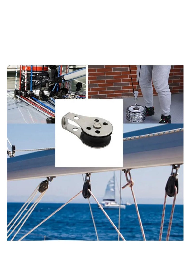Y&D Pulley Block, 4 Pcs Single Block,Stainless Steel Wire Rope Controller Silver Block - Image 3