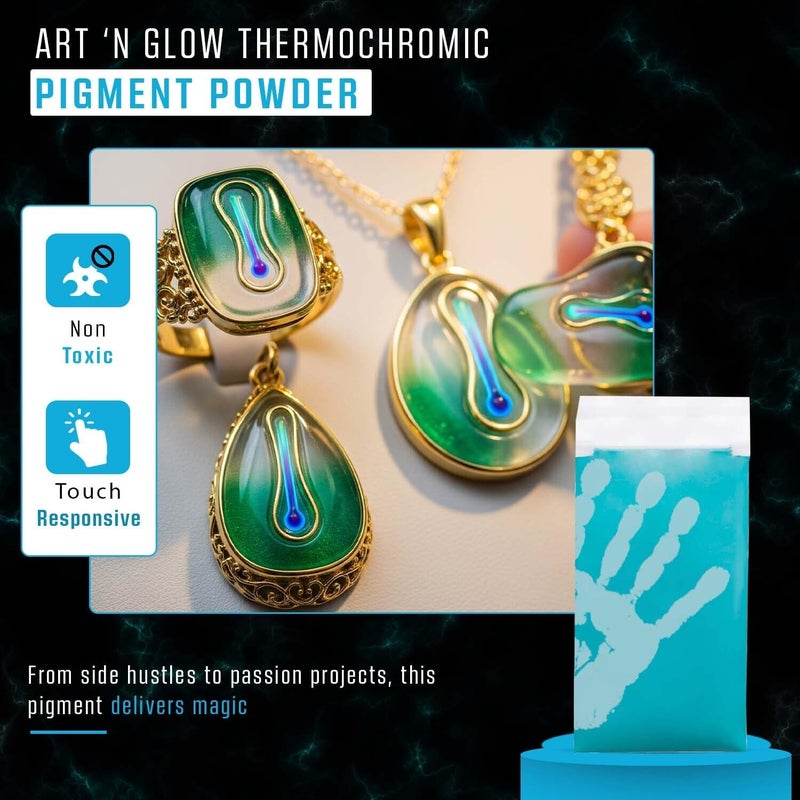 Art 'N Glow Thermochromic Pigment Color Changing Powder - 20 Grams - Heat Sensitive Great for Art - DIY Crafts - Art Projects & Party Decorations - 10+ Colors Available - (Green to Yellow) - Image 5