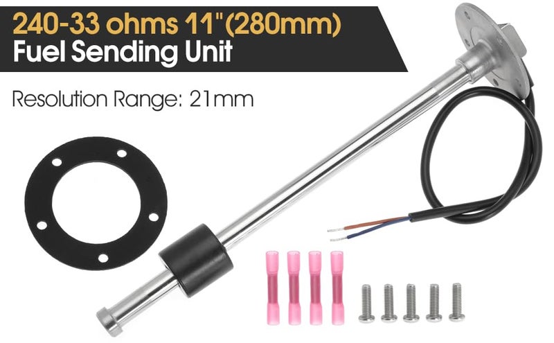 Seweder Fuel Tank Sending Unit 240-33 ohms 11"(280mm) for Marine Boat Vehicle Truck RV Fuel Water Level Gauge Sending Unit Fuel Gas Sender Stainless Steel Gas Sensor - Image 3