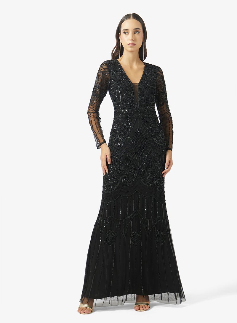 Namshi x Beaded Embellished A Line Gown - Image 1