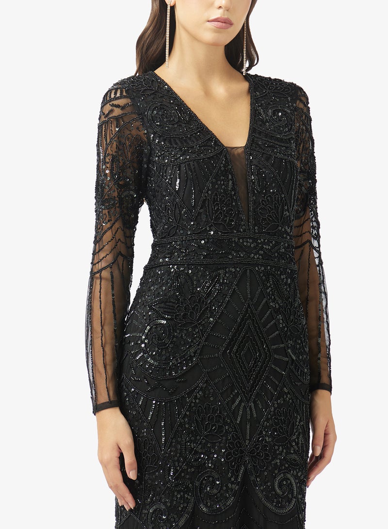 Namshi x Beaded Embellished A Line Gown - Image 3