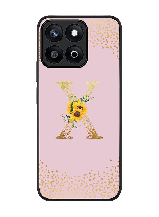 Stylizedd For Honor X7c 4G Case,Slim fit Camera Protection, Shockproof Thin Phone cover  - Custom Floral Monogram - X  (Pink ) - Image 1