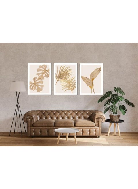 Canvas Wall Art, Abstract Framed Portrait of Golden foliage