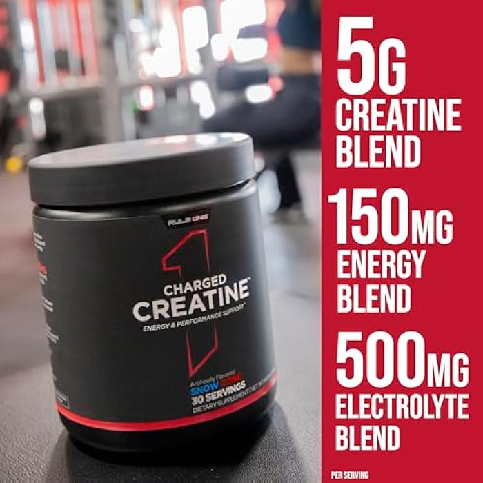 Rule 1 Proteins Rule 1 Charged Creatine - Multi-Function Workout Supplement with Creatine, Electrolyte, and Energy Blends for Intensity, Performance, & Hydration Support (30 Servings, Snow Cone) - Image 2