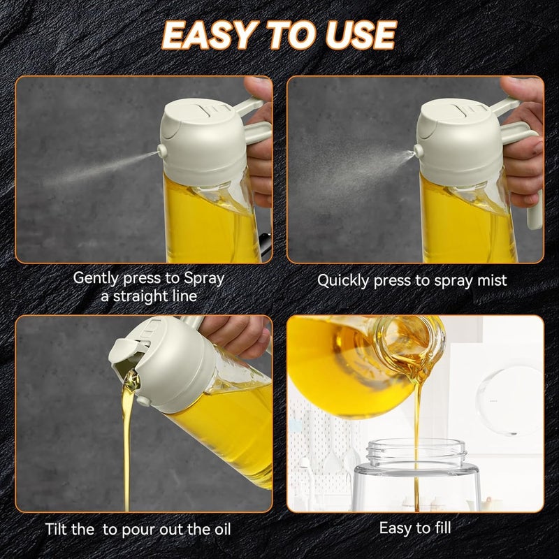 Dravina Oil Spray Bottle For Cooking 2 In 1 500ml Olive Oil Sprayer Oil Dispenser Bottle For Kitchen Glass Oil Bottle With Premium Nozzle Oil Sprayer Multi colour White500ML 500ML - Image 3