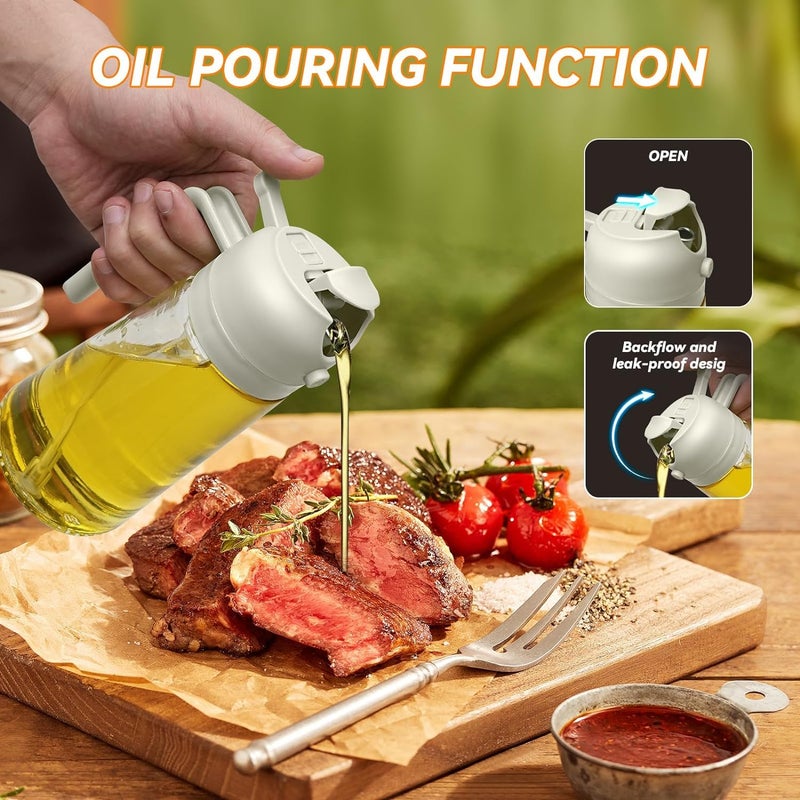 Dravina Oil Spray Bottle For Cooking 2 In 1 500ml Olive Oil Sprayer Oil Dispenser Bottle For Kitchen Glass Oil Bottle With Premium Nozzle Oil Sprayer Multi colour White500ML 500ML - Image 5